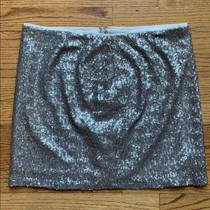 Silver Sequined Mini Skirt